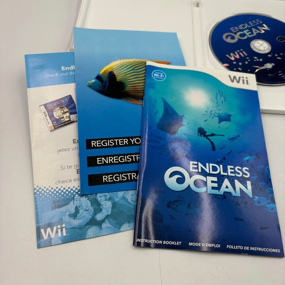 Nintendo Endless Ocean Video Game Wii NTSC Blue‎ Good Complete CIB RVL-RFBE-USA